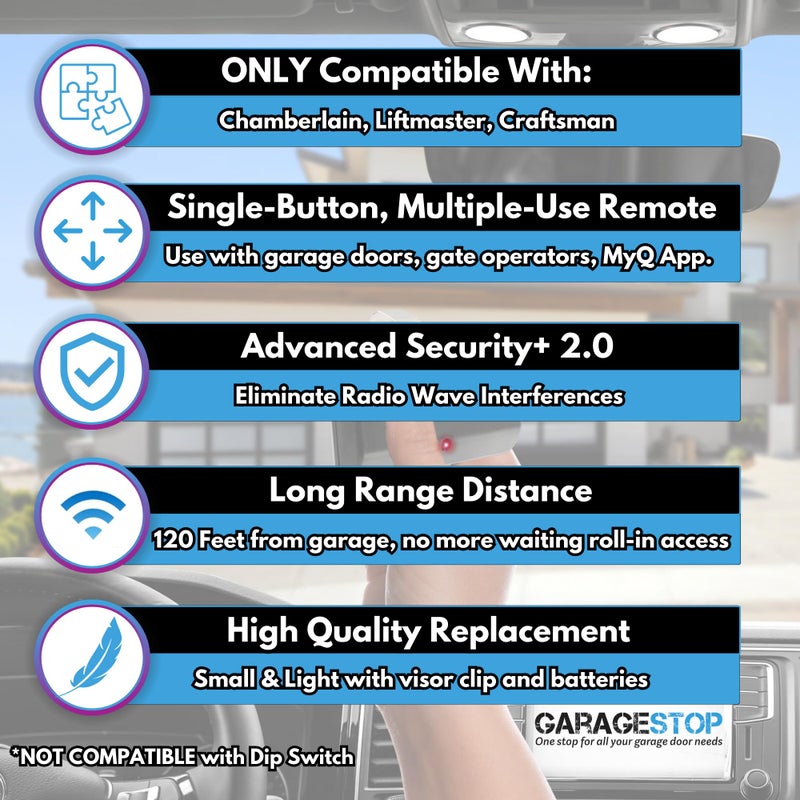 GARAGE STOP 891LM for Chamberlain Craftsman Liftmaster Garage Door Opener Remote Replacement, 1993+ Garage Clicker, Universal Garage Door Opener Remote for 5 Learn Button - Image 5